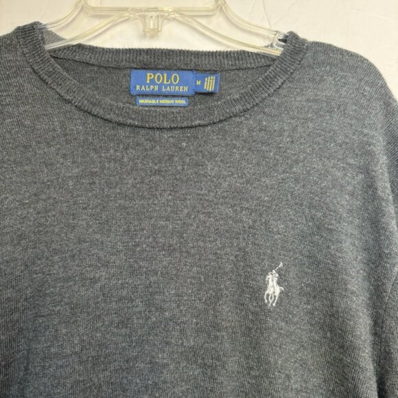 POLO RALPH LAUREN Washable Wool Crewneck Sweater Jumper Logo Top Minimalist M - Picture 5 of 15